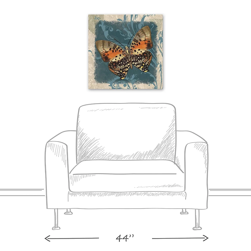 Swirls And Butterfly 20" x 20" Canvas Wall Art