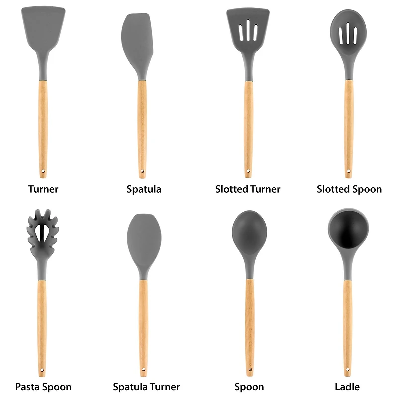 MegaChef Silicone & Wood Cooking Utensils Set