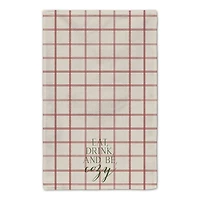 Be Cozy Red and Cream Check Tea Towel - Set of 2