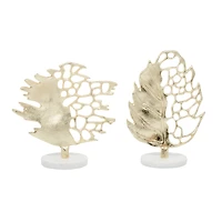 Gold Aluminum Glam Leaf Sculpture Set