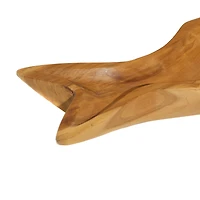 Brown Fish Teak Wood Coastal Style Tray Set
