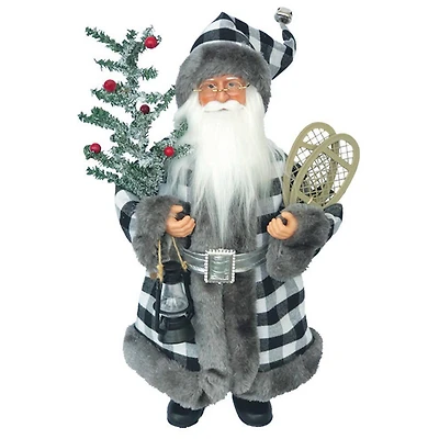 Santa's Workshop 15" Black & White Plaid Claus