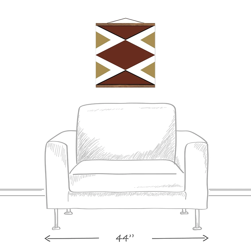 Mud Cloth Triangles 16" x 16" Teak Hanging Canvas