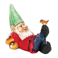 11" Lazy Gnome Solar Statue