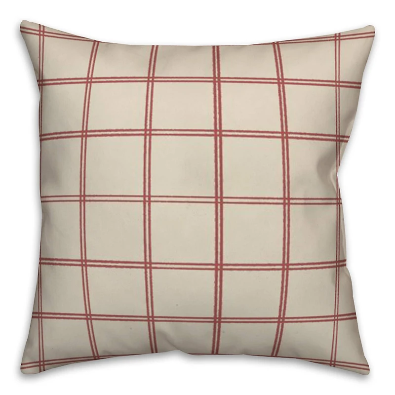 Cream & Red Check Throw Pillow