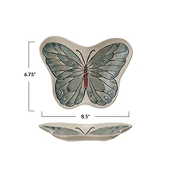Hello Honey® 8.5" White & Blue Whimsical Butterfly Stoneware Plate
