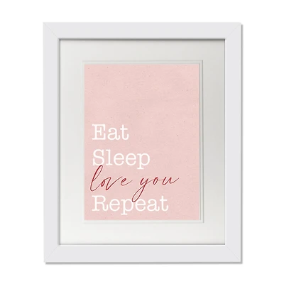 11" x 14" Eat Sleep Love White Framed Print Wall Art