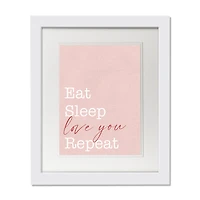 11" x 14" Eat Sleep Love White Framed Print Wall Art