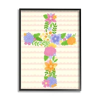 Stupell Industries Floral Cross Religious Symbol Framed Giclee Art