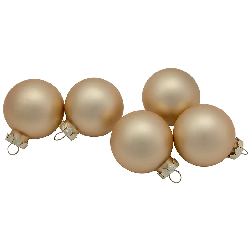 10ct. 1.75" Champagne Gold Shiny and Matte Glass Christmas Ball Ornaments