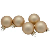10ct. 1.75" Champagne Gold Shiny and Matte Glass Christmas Ball Ornaments
