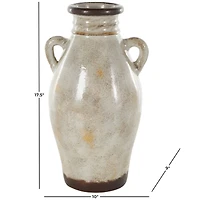 18" Cream Ceramic Antique Style Amphora Vase