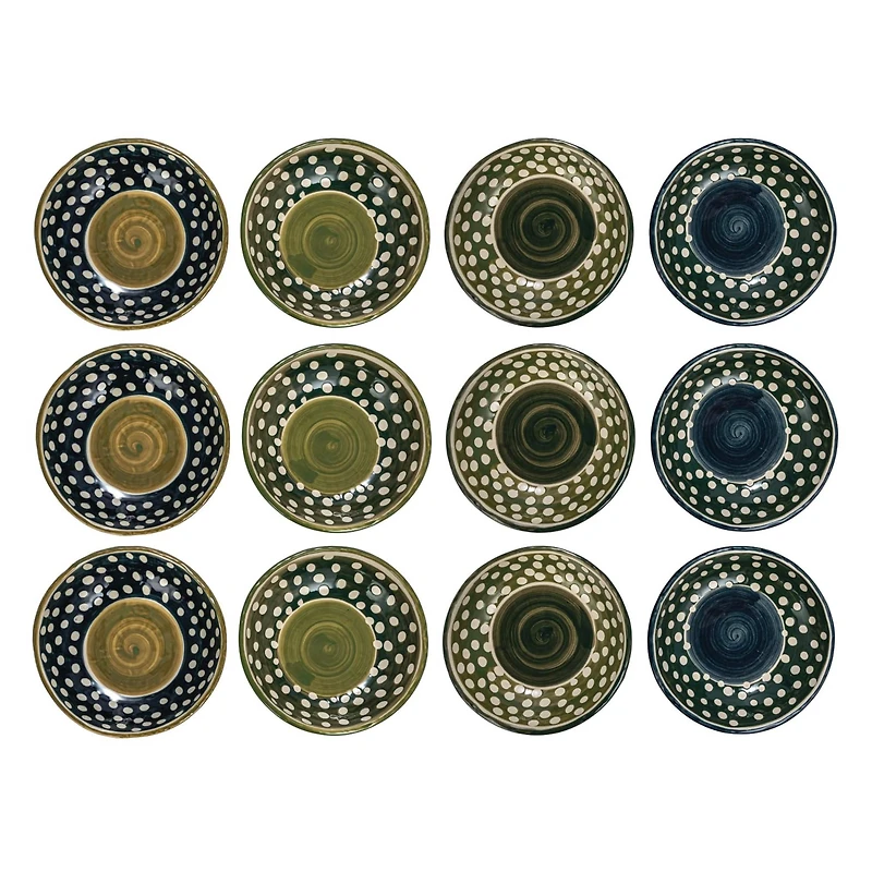Hello Honey® 7" Polka Dot & Swirl Stoneware Bowl, 12ct.