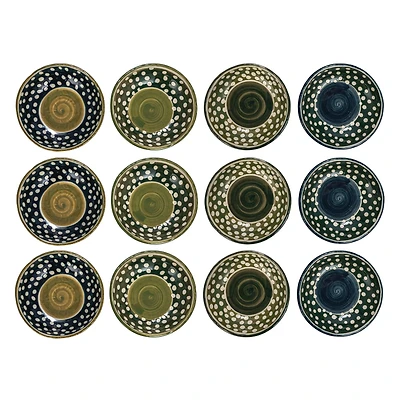 Hello Honey® 7" Polka Dot & Swirl Stoneware Bowl, 12ct.