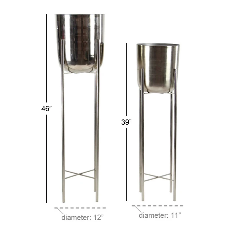 CosmoLiving by Cosmopolitan Silver Metal Tall Glam Planter Set