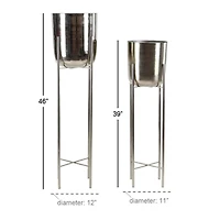 CosmoLiving by Cosmopolitan Silver Metal Tall Glam Planter Set