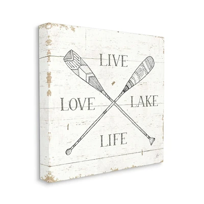 Stupell Industries Live Love Lake Life Oars Country Word Design Canvas Wall Art