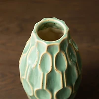 Glitzhome® Geometric Green Ceramic Modern Vase Set