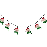 10 Count Snowman Heads with Scarves Christmas Light Set  7.5ft Green Wire