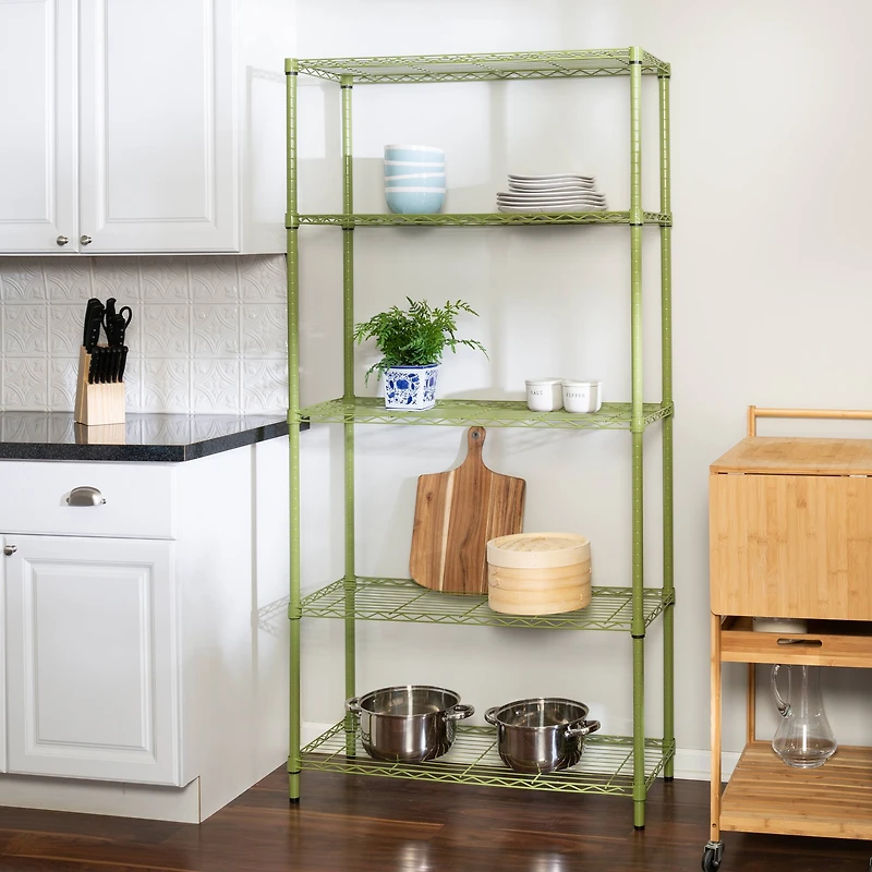 Honey Can Do Olive Adjustable 5-Tier Shelves