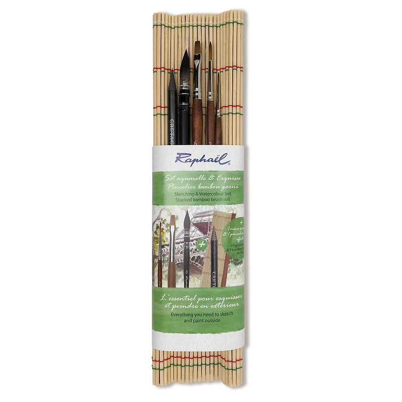 Raphael® Bamboo Roll-Up Travel 5-Brush Set