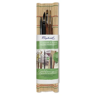 Raphael® Bamboo Roll-Up Travel 5-Brush Set