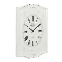 White Wood Farmhouse Wall Clock, 31" x 22" x 4"