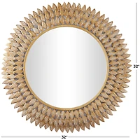 Gold Metal Radial Leaf Wall Mirror 32" x 1" x 32"