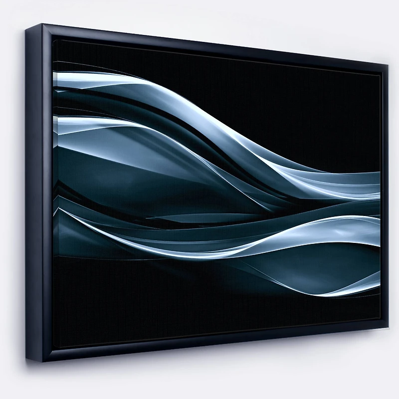 Designart - Fractal Lines Blue in Black