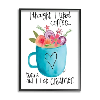 Stupell Industries Thought I Liked Coffee Phrase Kitchen Creamer Joke in Frame Wall Art