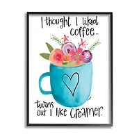 Stupell Industries Thought I Liked Coffee Phrase Kitchen Creamer Joke in Frame Wall Art