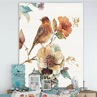 Designart - Farmhouse Bird on Flower Branch