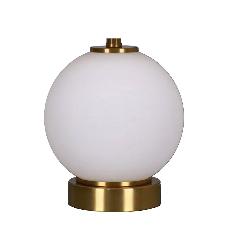 14" Gold & White Glass Table Lamp with White Fabric Shade by Ashland®