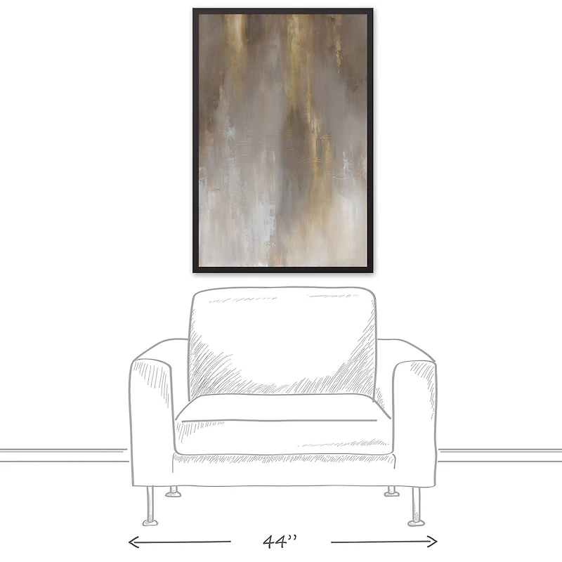 Cool Gray Abstract 24" x 36" Black Framed Canvas
