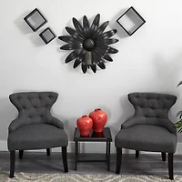 30" x 30" Brushed Metal Daisy Flower Sconce Candle Holder Wall Art Decor