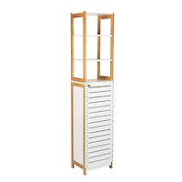 Organize It All Rendition 68" White 6-Shelf Bamboo High Cabinet