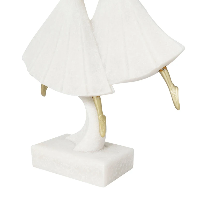 12.75" Cream Polystone Dancing Ballet Couple Sculpture Décor