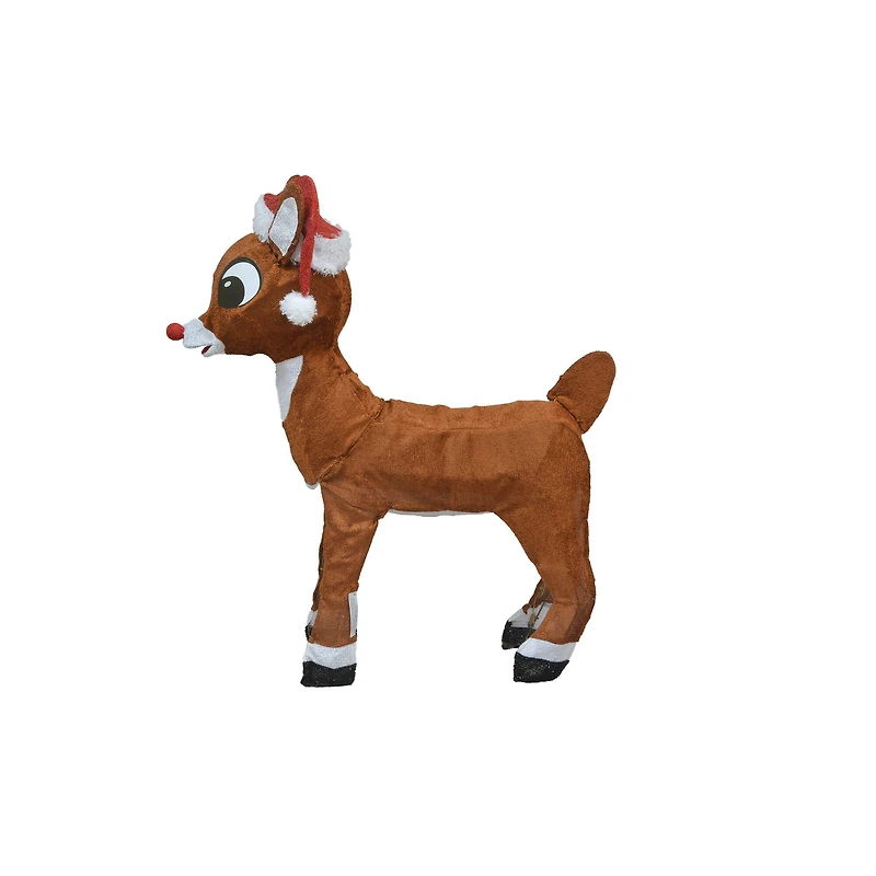 ProductWorks Rudolph 3ft. 3D Pre-Lit Rudolph with Santa Hat Yard Art