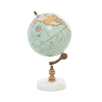 11" Aquamarine Marble & Wood Contemporary Globe