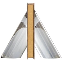 7" Silver Crystal Geometric Pyramid Shaped Bookends Set