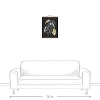 Gold & Silver Monstera Teak Hanging Canvas