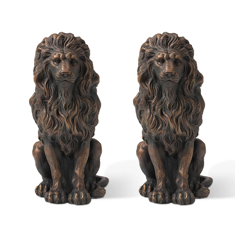 Glitzhome® 20.5" Guardian Sitting Lion Statue Set
