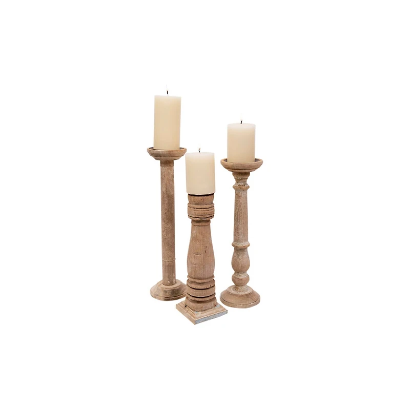 Hello Honey® Ivory Wood Candle Holders Set