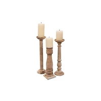 Hello Honey® Ivory Wood Candle Holders Set