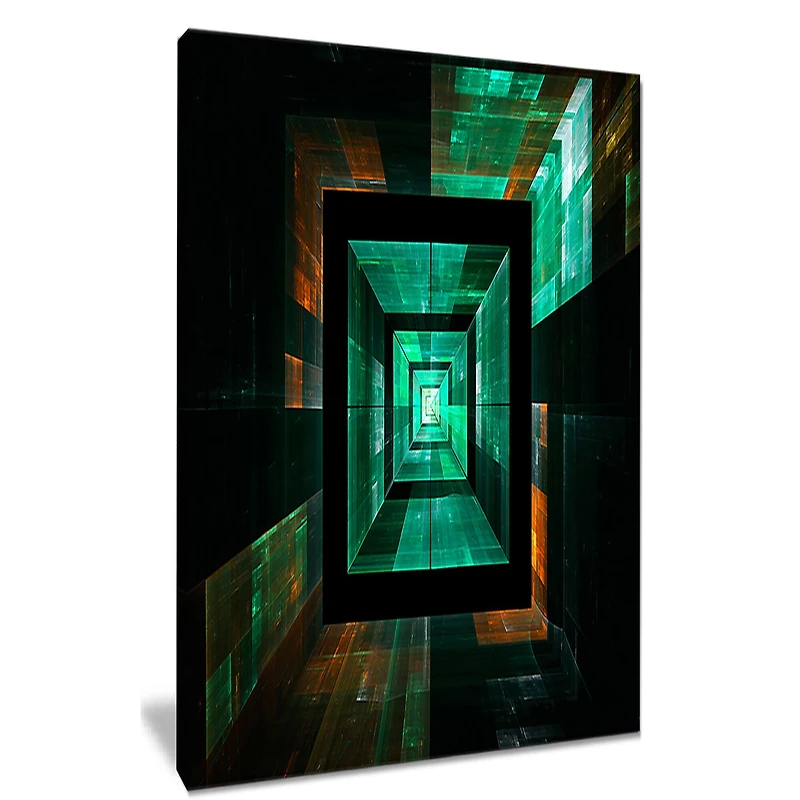 Designart Deep Green Infinite Cube Abstract Canvas Art Print