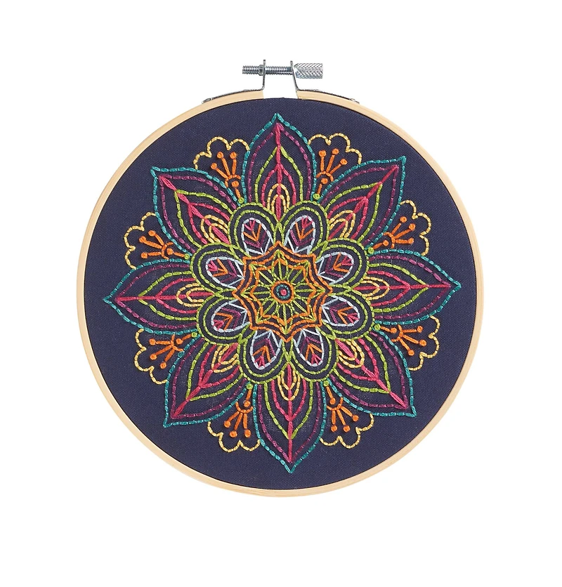 6" Neon Mandala Embroidery Kit by Loops & Threads®