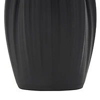 Black Contemporary Abstract Ribbed Ceramic Tulip Vase