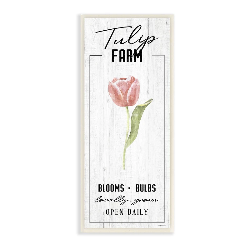 Stupell Industries Tulip Farm Pink Country Floral Locally Grown Blooms, 7" x 17"