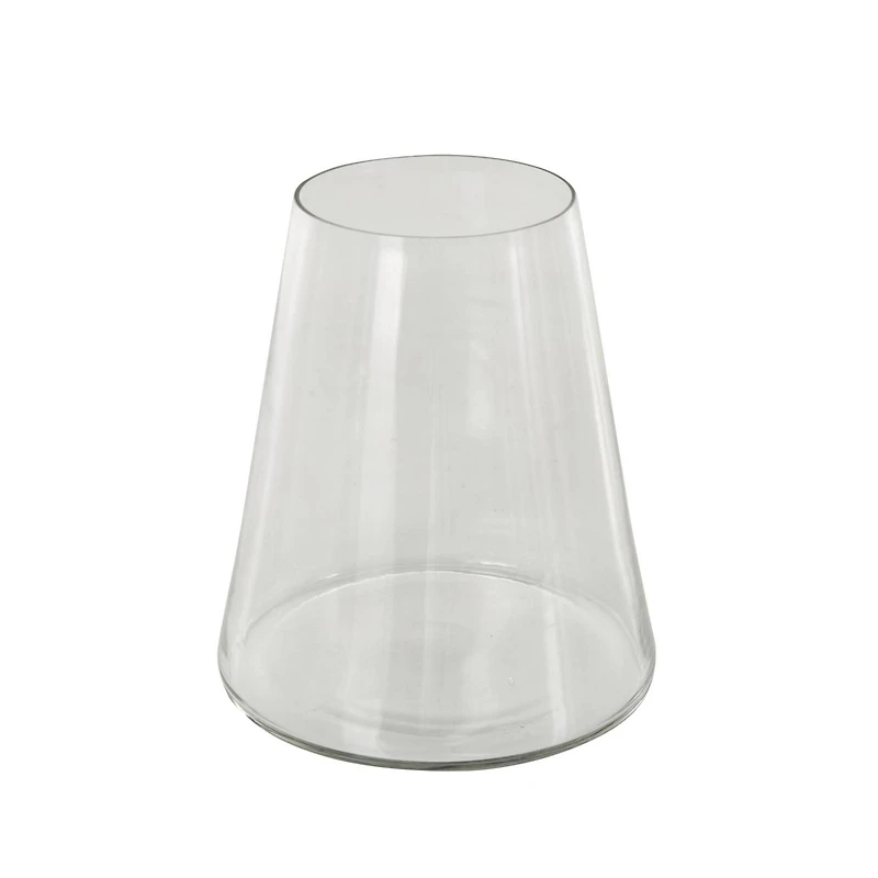 8.5" Clear Glass Wide Cone Shaped Decorative Vase