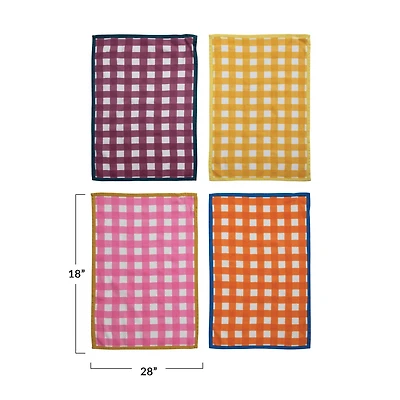 Hello Honey® Bright Colors Check Pattern Cotton Tea Towel Set